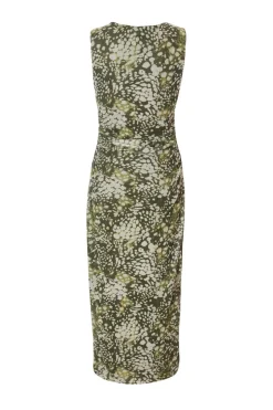 Quiz Petite Khaki Mesh Animal Print Midaxi Dress Hot