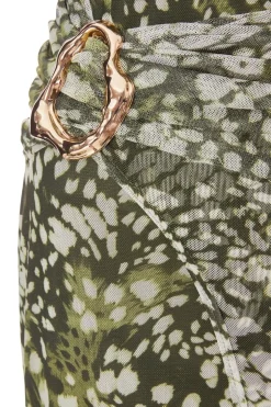 Quiz Petite Khaki Mesh Animal Print Midaxi Dress Hot