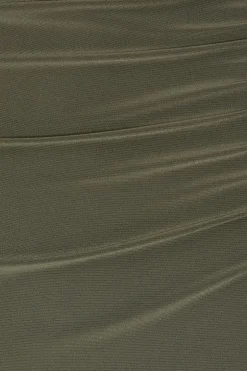 Quiz Petite Khaki Ruched Bodycon Midaxi Dress Best