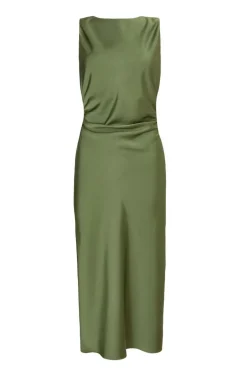 Quiz Petite Khaki Satin Ruched Midi Dress Best