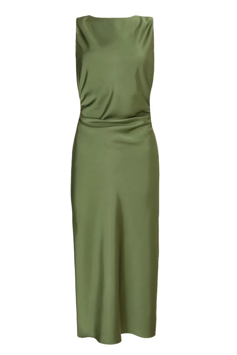 Quiz Petite Khaki Satin Ruched Midi Dress Best