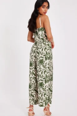 Quiz Petite Khaki Tropical Print Jumpsuit Best