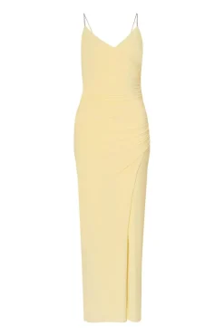 Quiz Petite Lemon Diamante Strap Maxi Dress Online