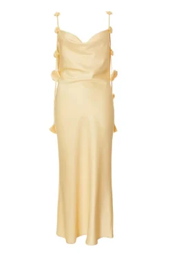 Quiz Petite Lemon Satin Midaxi Dress Online