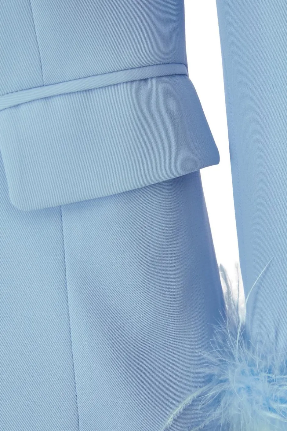 Quiz Petite Feather Trim Blazer Light Blue Discount
