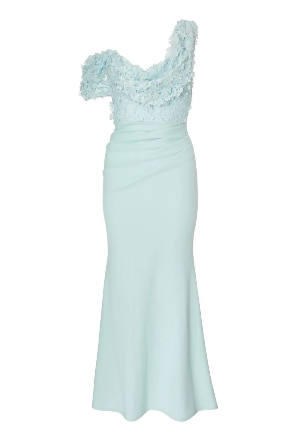 Quiz Petite Light Blue Floral Ruched Maxi Dress Pale Blue Online