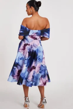 Quiz Petite Light Blue Floral Skater Dress Best