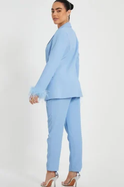 Quiz Petite Tailored Trousers Light Blue Online