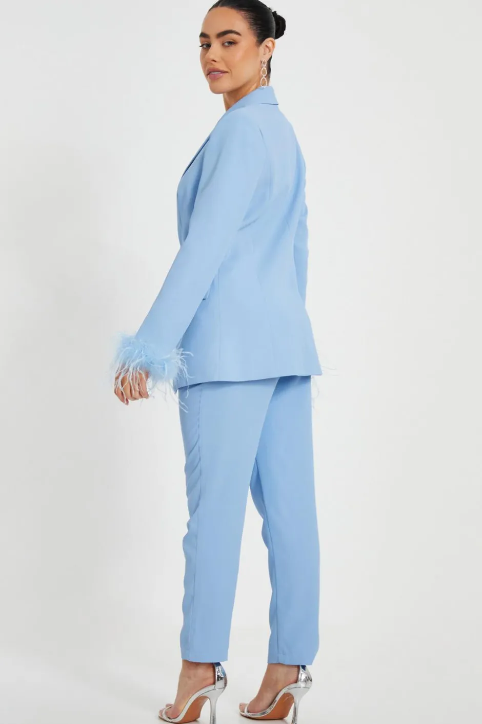 Quiz Petite Tailored Trousers Light Blue Online