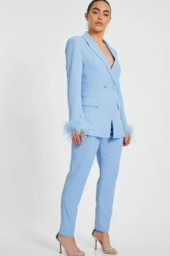 Quiz Petite Tailored Trousers Light Blue Online