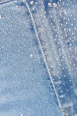 Quiz Petite Light Denim Embellished Jeans