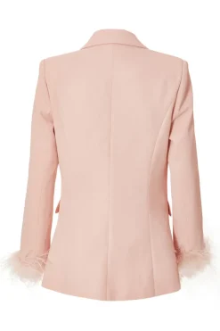 Quiz Petite Feather Trim Blazer Light Pink