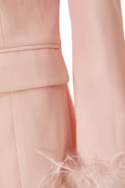 Quiz Petite Feather Trim Blazer Light Pink