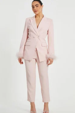 Quiz Petite Tailored Trousers Light Pink Discount