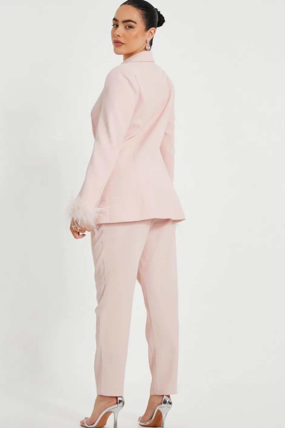 Quiz Petite Tailored Trousers Light Pink Discount