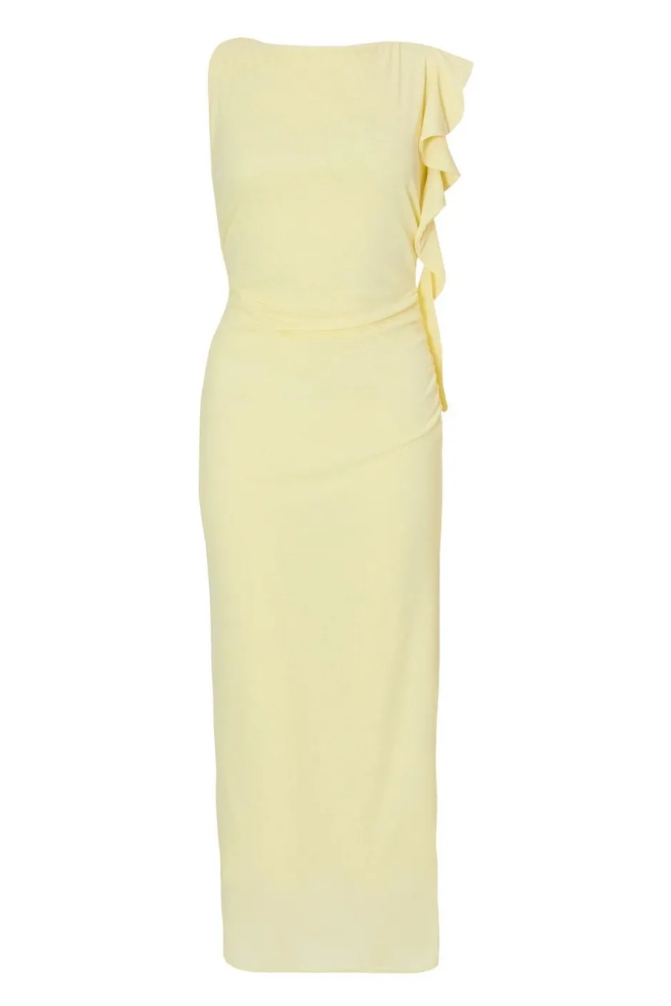 Quiz Petite Light Yellow Frill Midi Dress Online