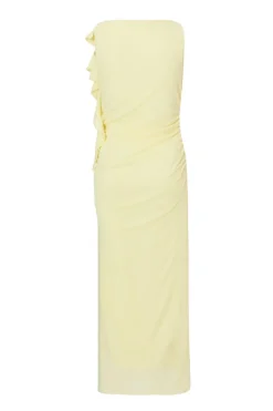 Quiz Petite Light Yellow Frill Midi Dress Online