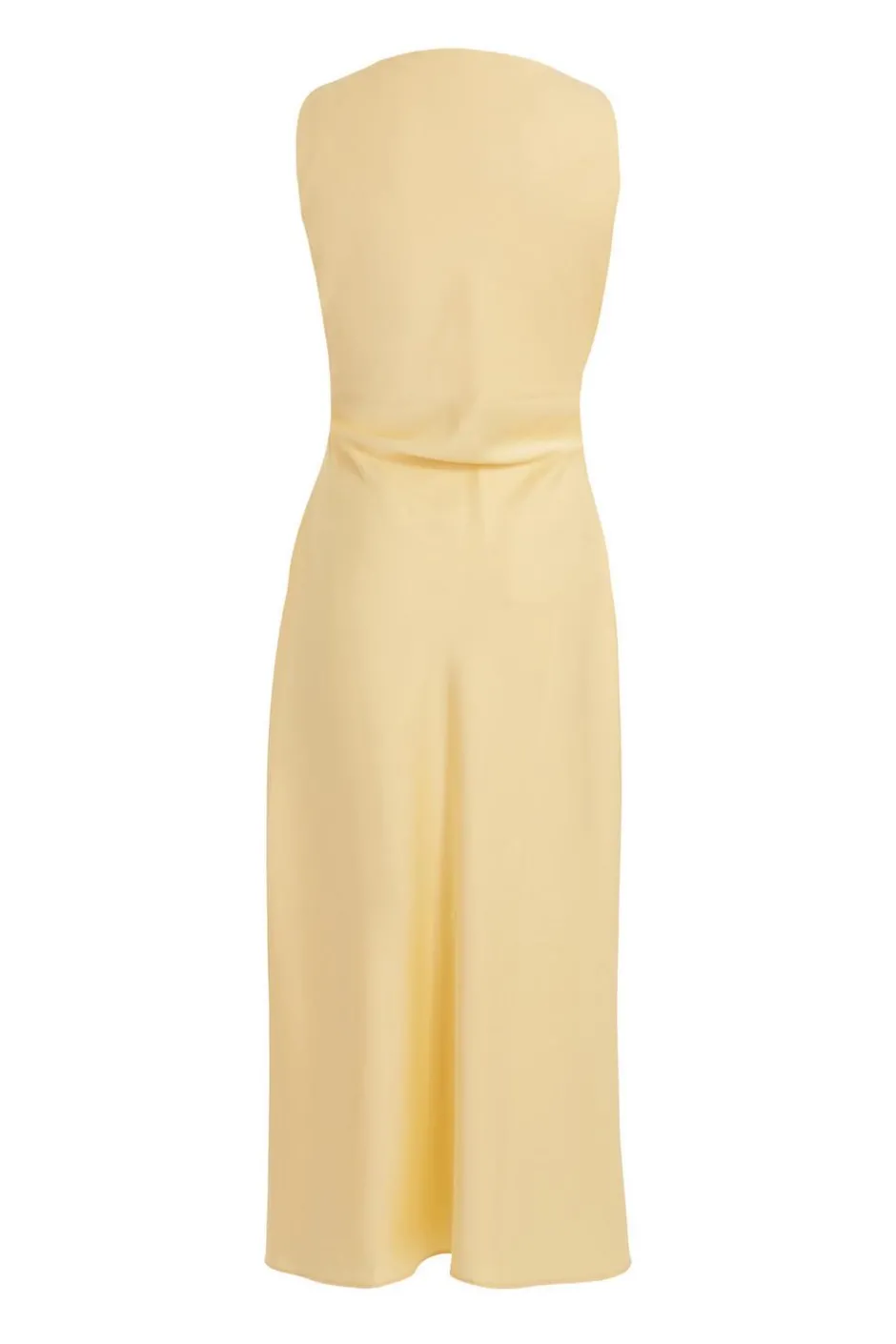 Quiz Petite Light Yellow Satin Ruched Midi Dress