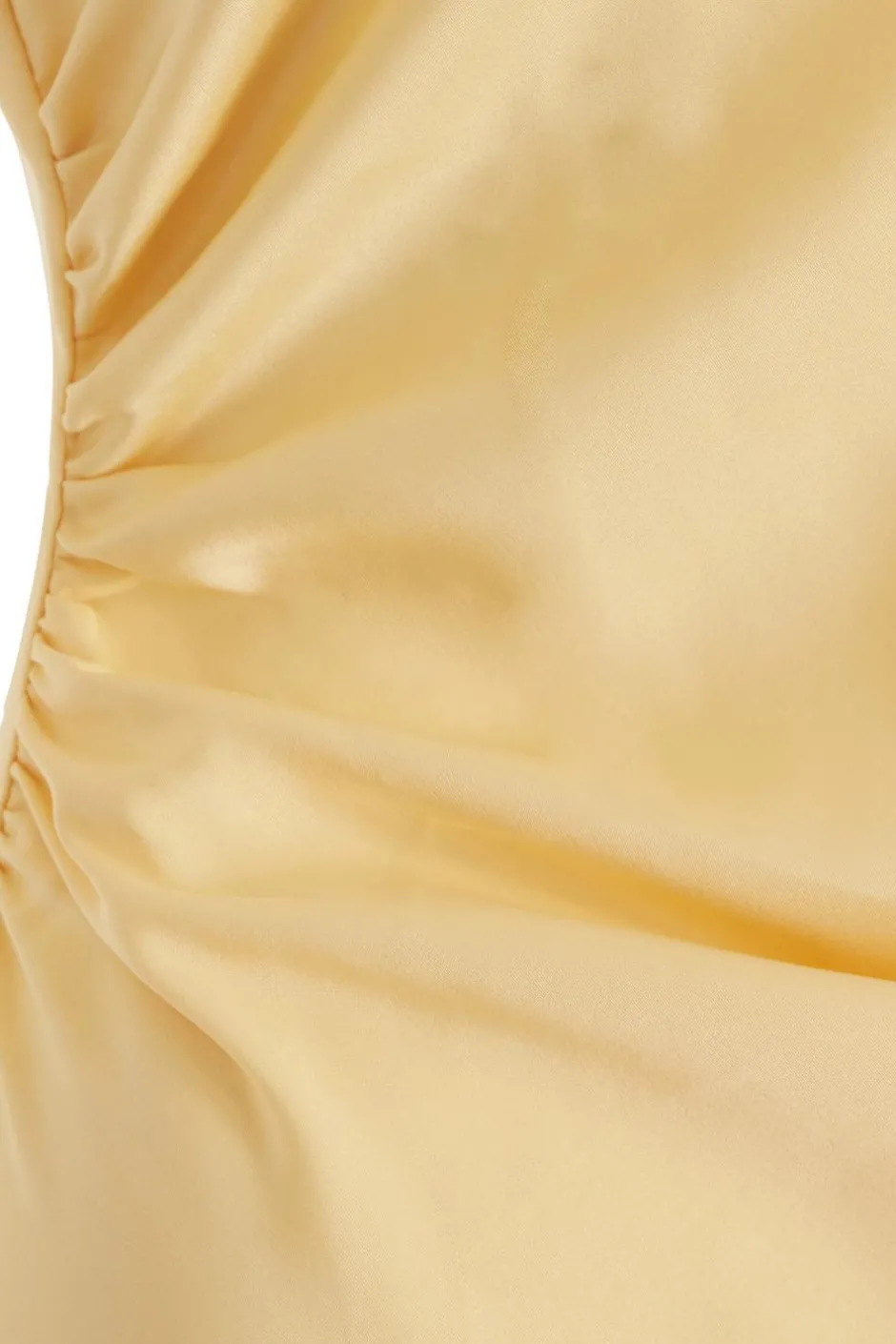 Quiz Petite Light Yellow Satin Ruched Midi Dress