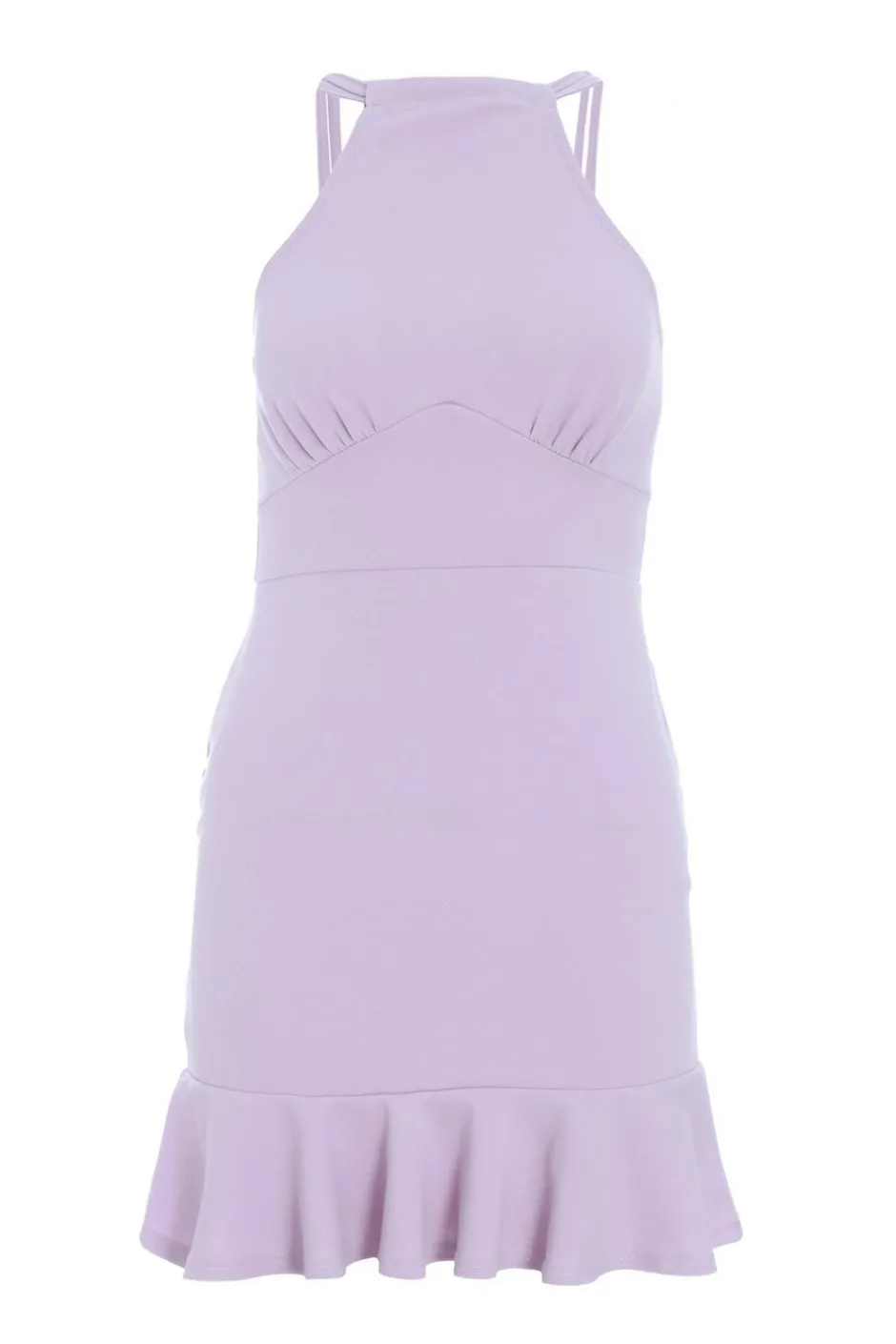 Quiz Petite Lilac Bodycon Frill Hem Mini Dress New