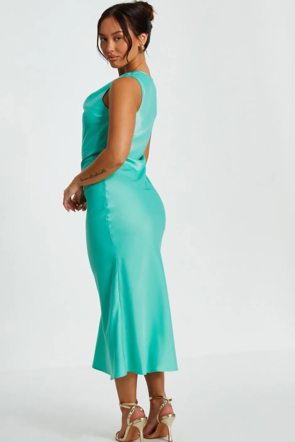 Quiz Petite Mint Asymmetric Midaxi Dress Discount