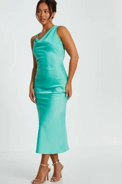 Quiz Petite Mint Asymmetric Midaxi Dress Discount
