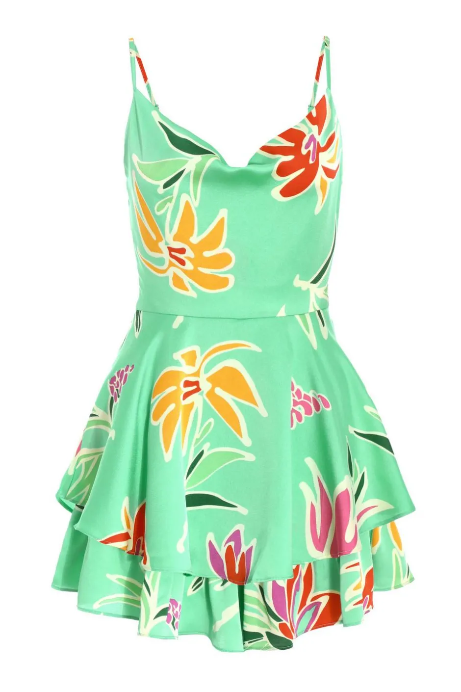 Quiz Petite Mint Tropical Print Playsuit Online