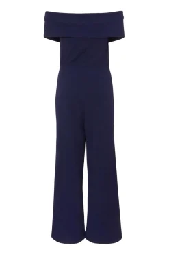 Quiz Petite Navy Bardot Floral Corsage Jumpsuit Sale