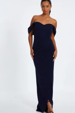 Quiz Petite Bardot Maxi Dress Navy Online