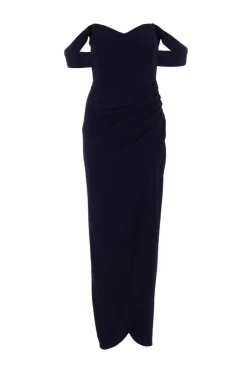 Quiz Petite Bardot Maxi Dress Navy Online