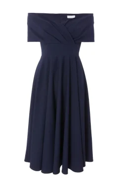Quiz Petite Bardot Midi Dress Navy Discount