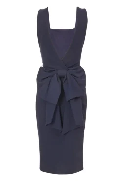 Quiz Petite Navy Bow Back Midi Dress Sale