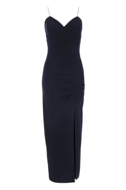 Quiz Petite Navy Diamante Ruched Maxi Dress Discount