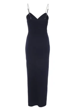 Quiz Petite Navy Diamante Ruched Maxi Dress Discount