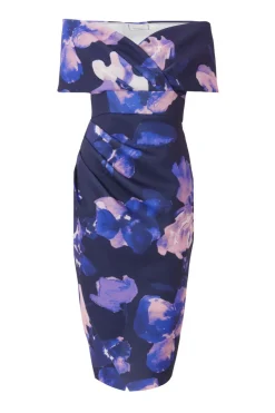 Quiz Petite Navy Floral Bardot Midi Dress Best