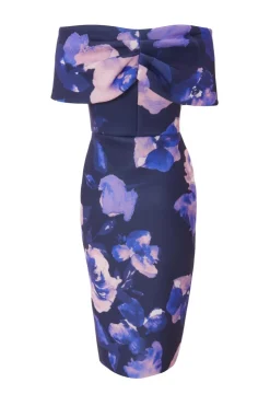 Quiz Petite Navy Floral Bardot Midi Dress Best