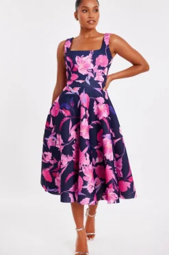 Quiz Petite Navy Floral Midaxi Dress