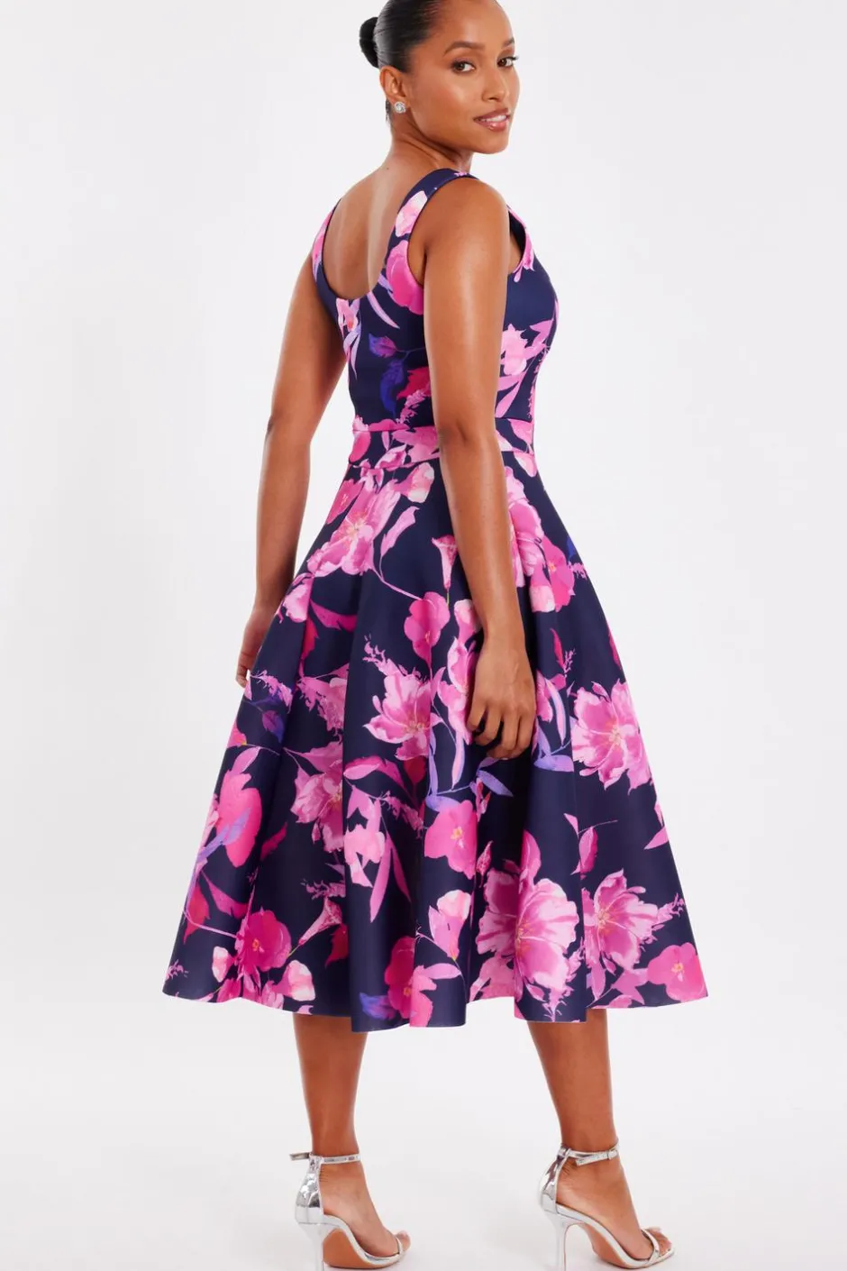 Quiz Petite Navy Floral Midaxi Dress