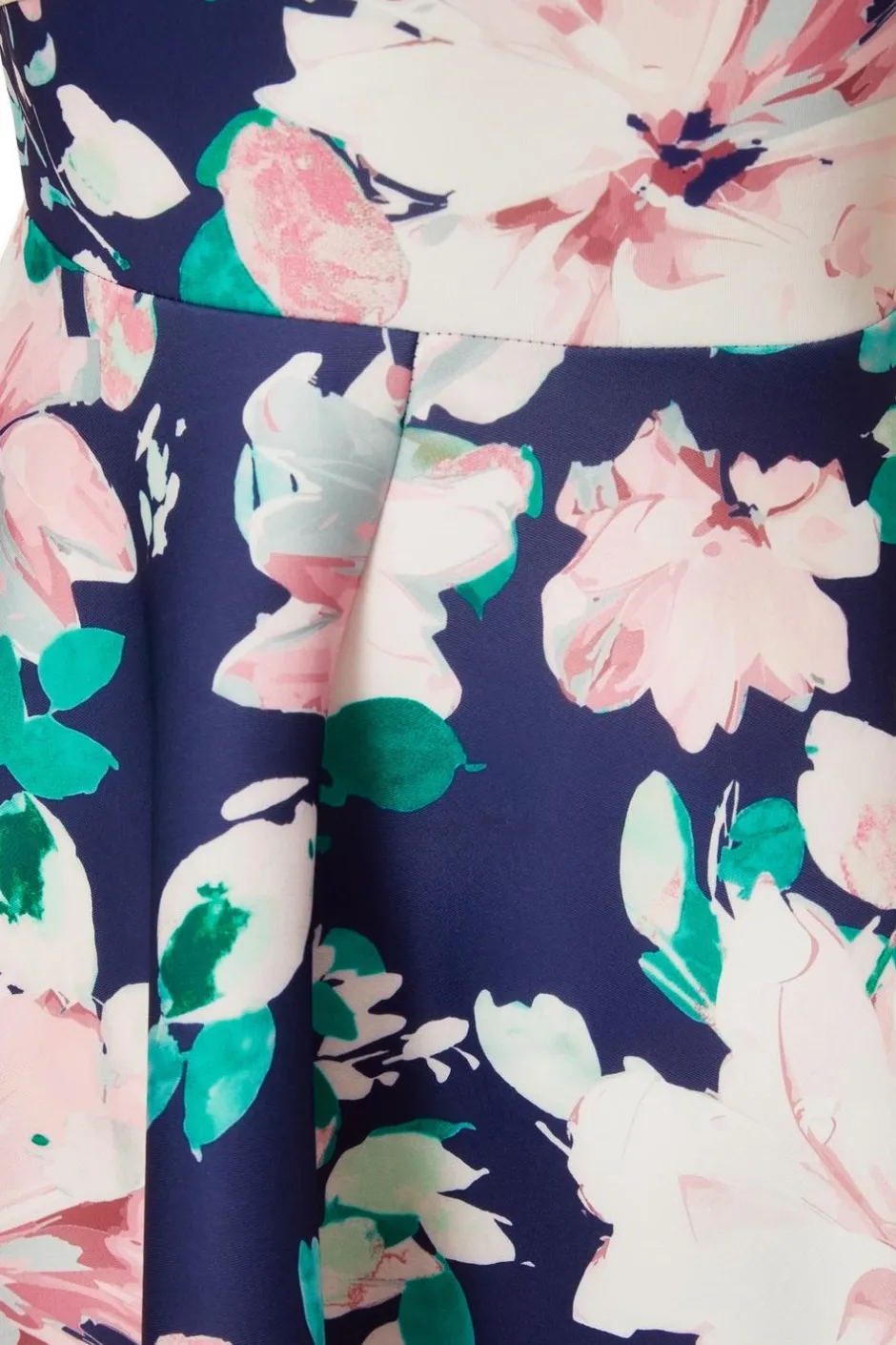 Quiz Petite Navy Floral Print Skater Dress Hot