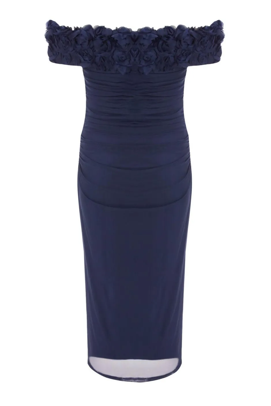 Quiz Petite Navy Mesh Bardot Midaxi Dress Clearance