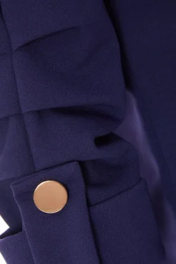 Quiz Petite Ruched Sleeve Blazer Navy New