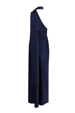 Quiz Petite Navy Satin Wrap Neck Maxi Dress Clearance