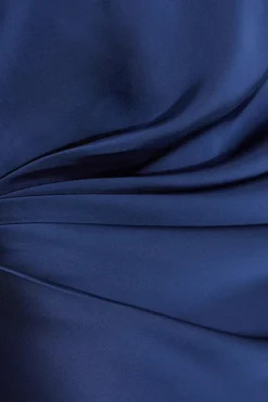 Quiz Petite Navy Satin Wrap Neck Maxi Dress Clearance