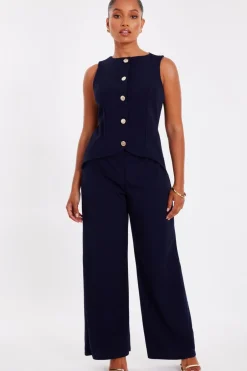 Quiz Petite Navy Waistcoat Jumpsuit Hot