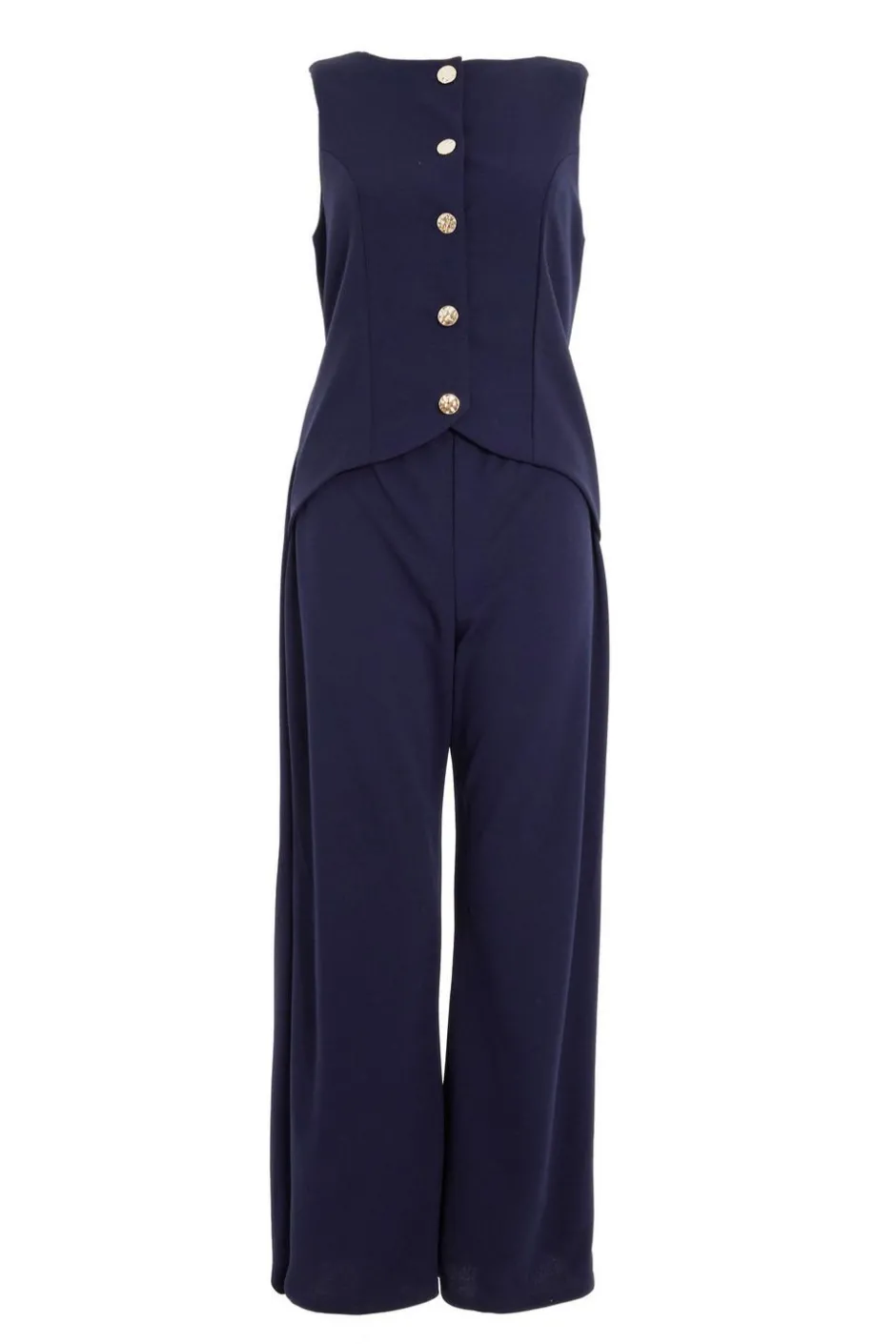 Quiz Petite Navy Waistcoat Jumpsuit Hot