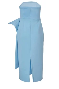 Quiz Petite Pale Blue Strapless Bow Midi Dress Sale