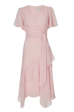 Quiz Petite Pale Pink Textured Chiffon Midi Dress Discount