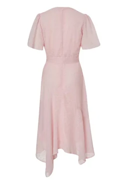 Quiz Petite Pale Pink Textured Chiffon Midi Dress Discount