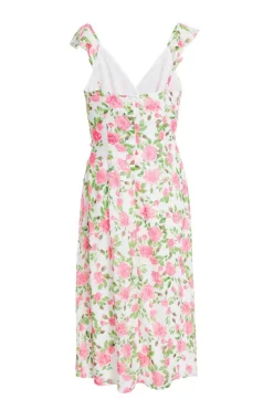 Quiz Petite Pink Chiffon Floral Ruffle Wrap Midi Dress Best