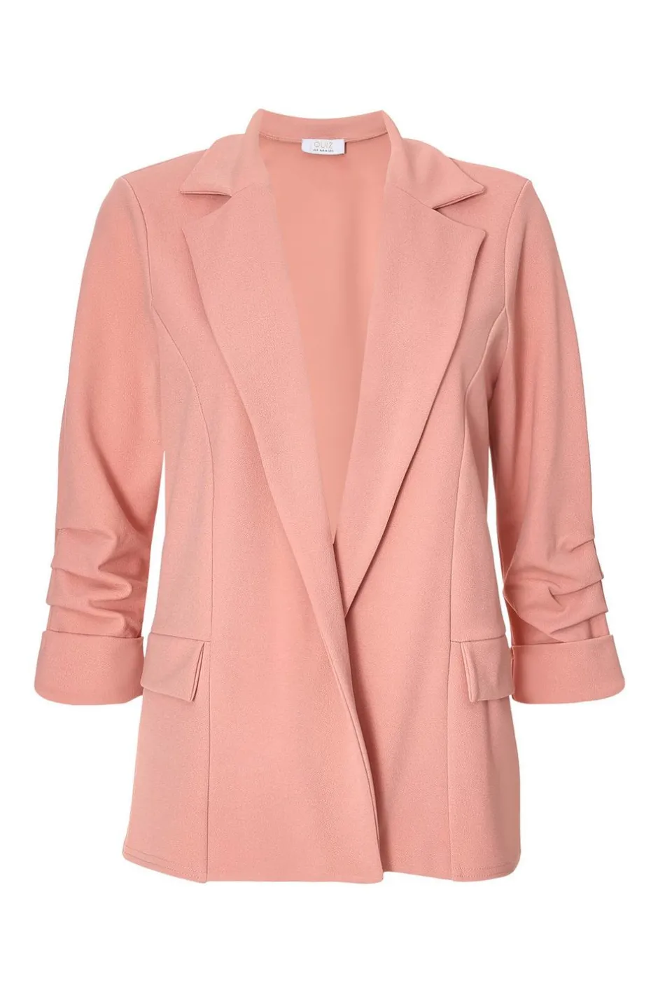 Quiz Petite Pink Ruched Sleeve Blazer New